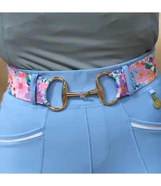 Sandstorm Equestrian SANDSTORM GOLD LOGO SNAFFLE BELT - Pastel Floral Print