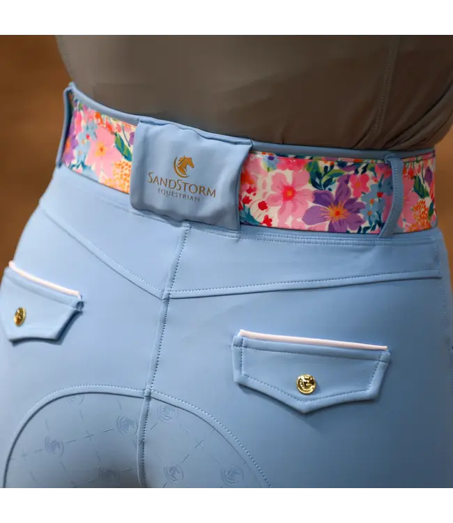 SANDSTORM GOLD LOGO SNAFFLE BELT - Pastel Floral Print