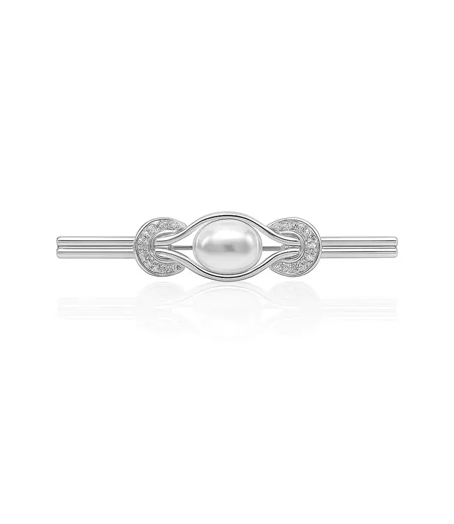 PEARL & HORSESHOES STOCK PIN - Silver