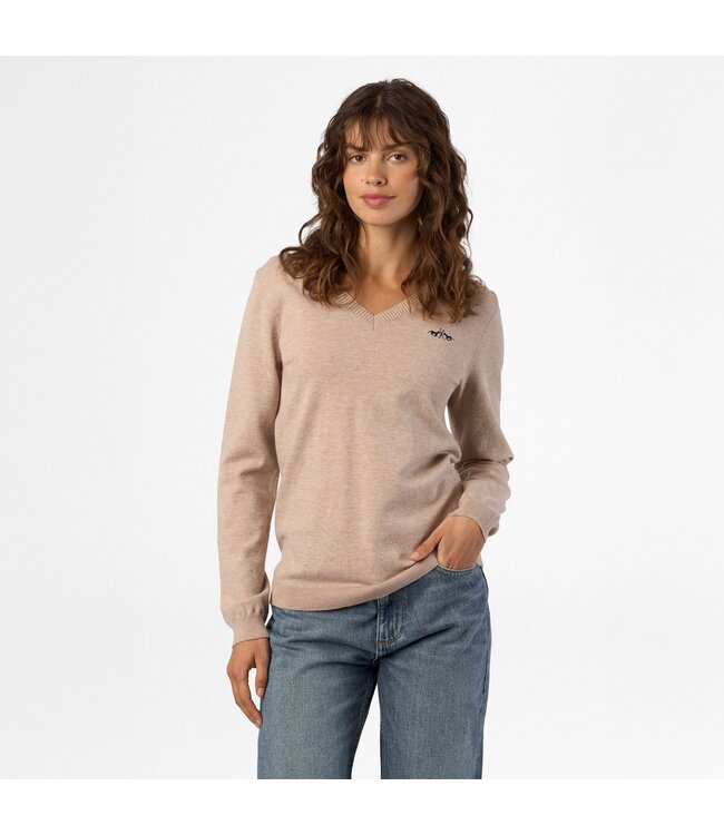 HVP ORALIE FINE KNIT V-NECK PULLOVER - Natural