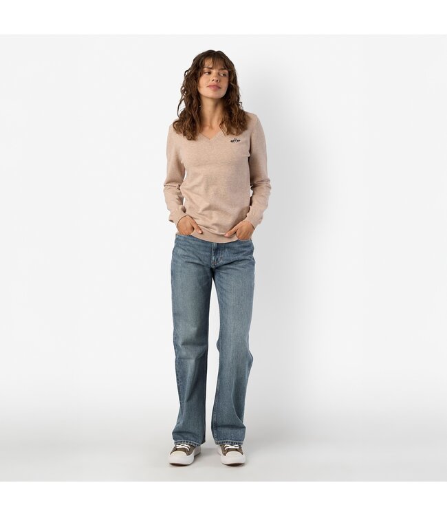 HVP ORALIE FINE KNIT V-NECK PULLOVER - Natural