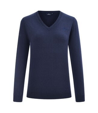 HVP HVP ORALIE FINE KNIT V-NECK PULLOVER - Navy
