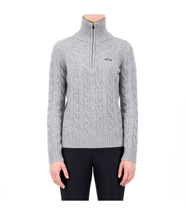 HVP DUNYA CABLE KNIT HALF ZIP - Grey Heather
