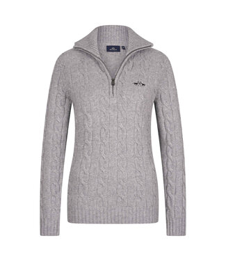 HV Equestrian HVP DUNYA CABLE KNIT HALF ZIP - Grey Heather