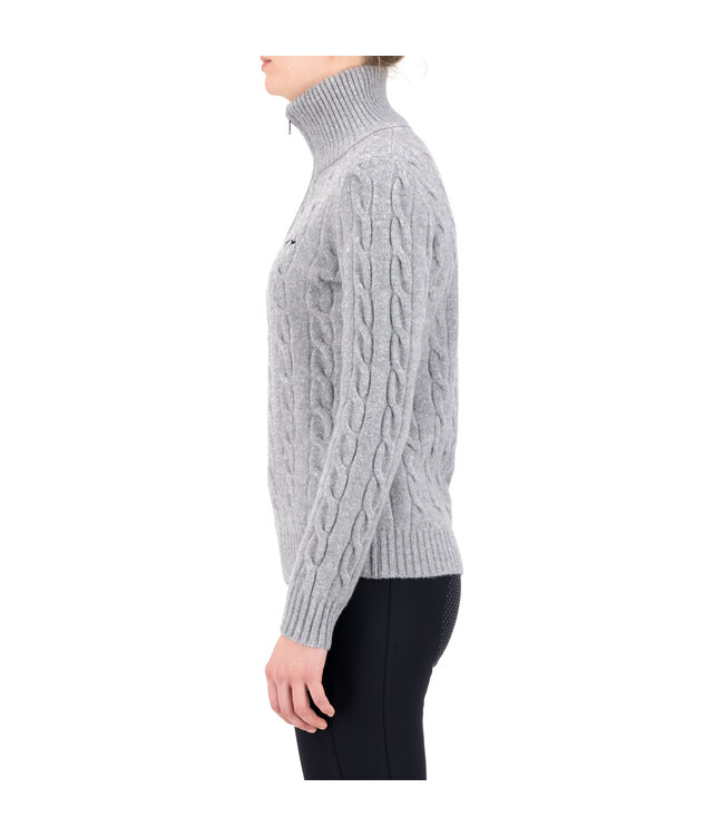 HVP DUNYA CABLE KNIT HALF ZIP - Grey Heather
