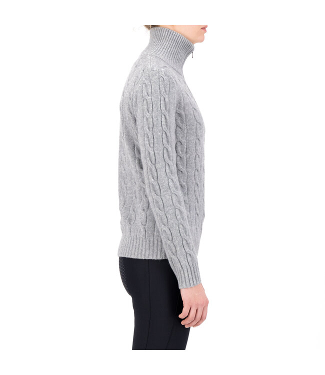 HVP DUNYA CABLE KNIT HALF ZIP - Grey Heather