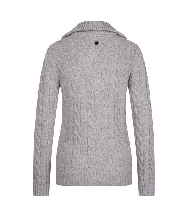 HVP DUNYA CABLE KNIT HALF ZIP - Grey Heather