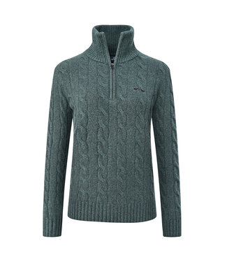 HV Equestrian HVP DUNYA CABLE KNIT HALF ZIP - Duck Green