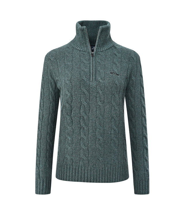 HVP DUNYA CABLE KNIT HALF ZIP - Duck Green