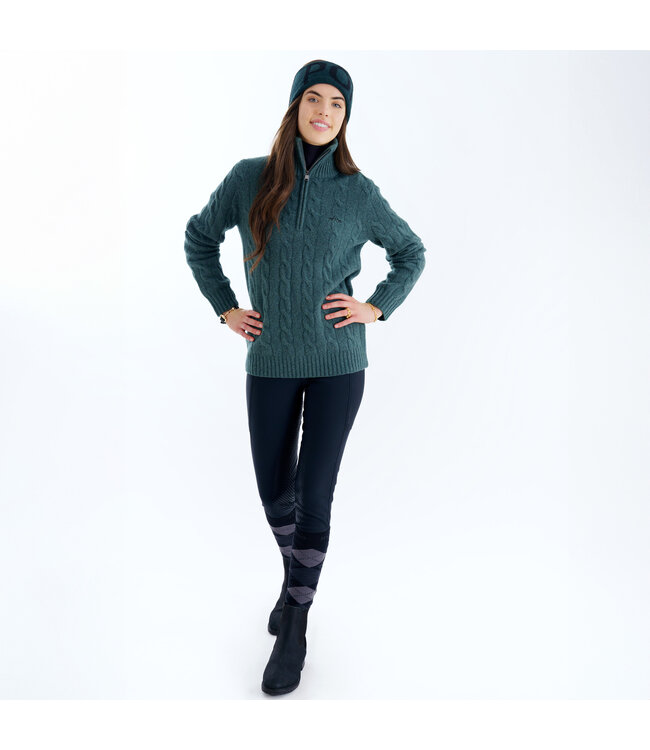 HVP DUNYA CABLE KNIT HALF ZIP - Duck Green