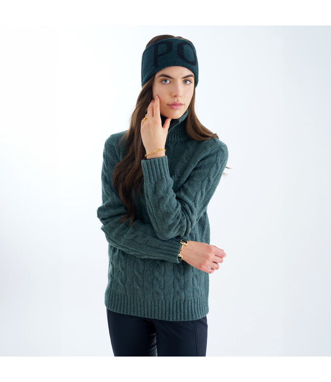 HVP DUNYA CABLE KNIT HALF ZIP - Duck Green