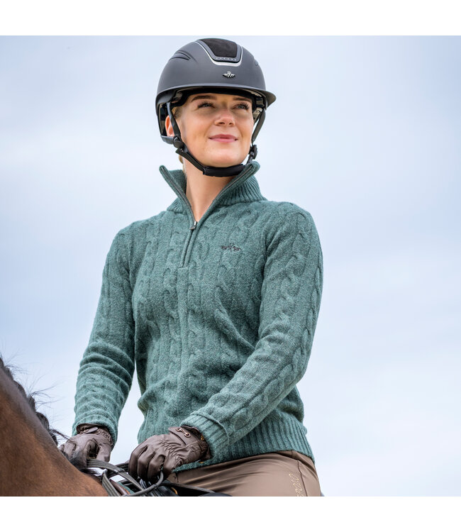 HVP DUNYA CABLE KNIT HALF ZIP - Duck Green