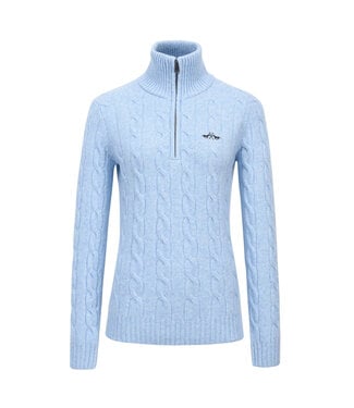 HV Equestrian HVP DUNYA CABLE KNIT HALF ZIP - Light Blue