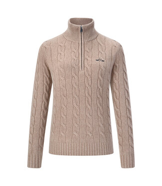 HV Equestrian HVP DUNYA CABLE KNIT HALF ZIP - Camel