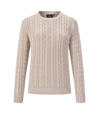 HV Equestrian HVP JANE CABLE KNIT PULOVER - Chalk
