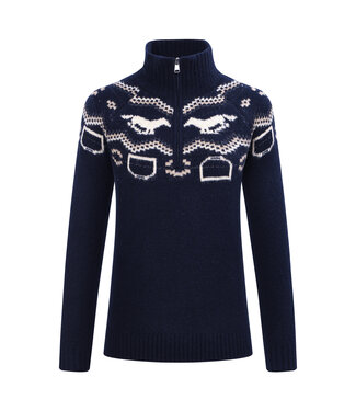 HV Equestrian HVP JOSIE SOFT KNIT HAFLF ZIP PULLOVER - Navy