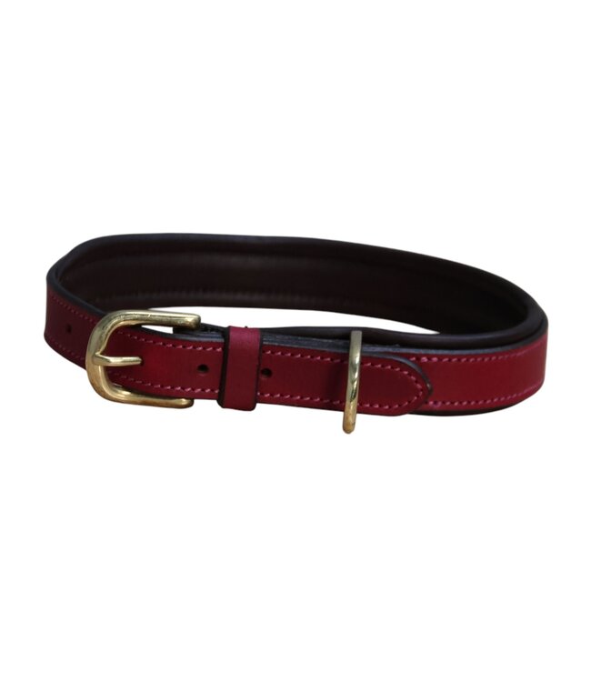 MACKEY PADDED LEATHER DOG COLLAR - Mullberry/Brown