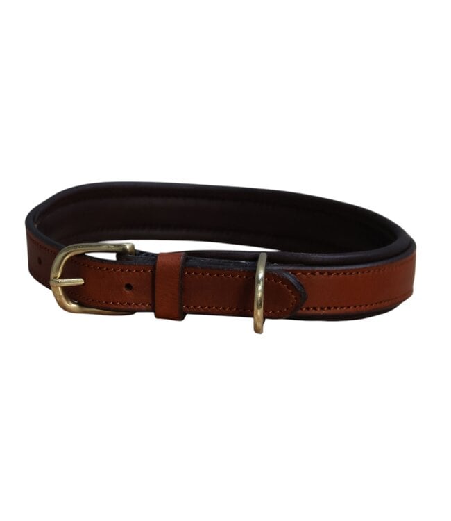 MACKEY PADDED LEATHER DOG COLLAR - Tan/Brown