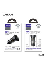 JOYROOM Autolader PD 38 watt USB-C + QC 3.0 USb - Zwart Transparant