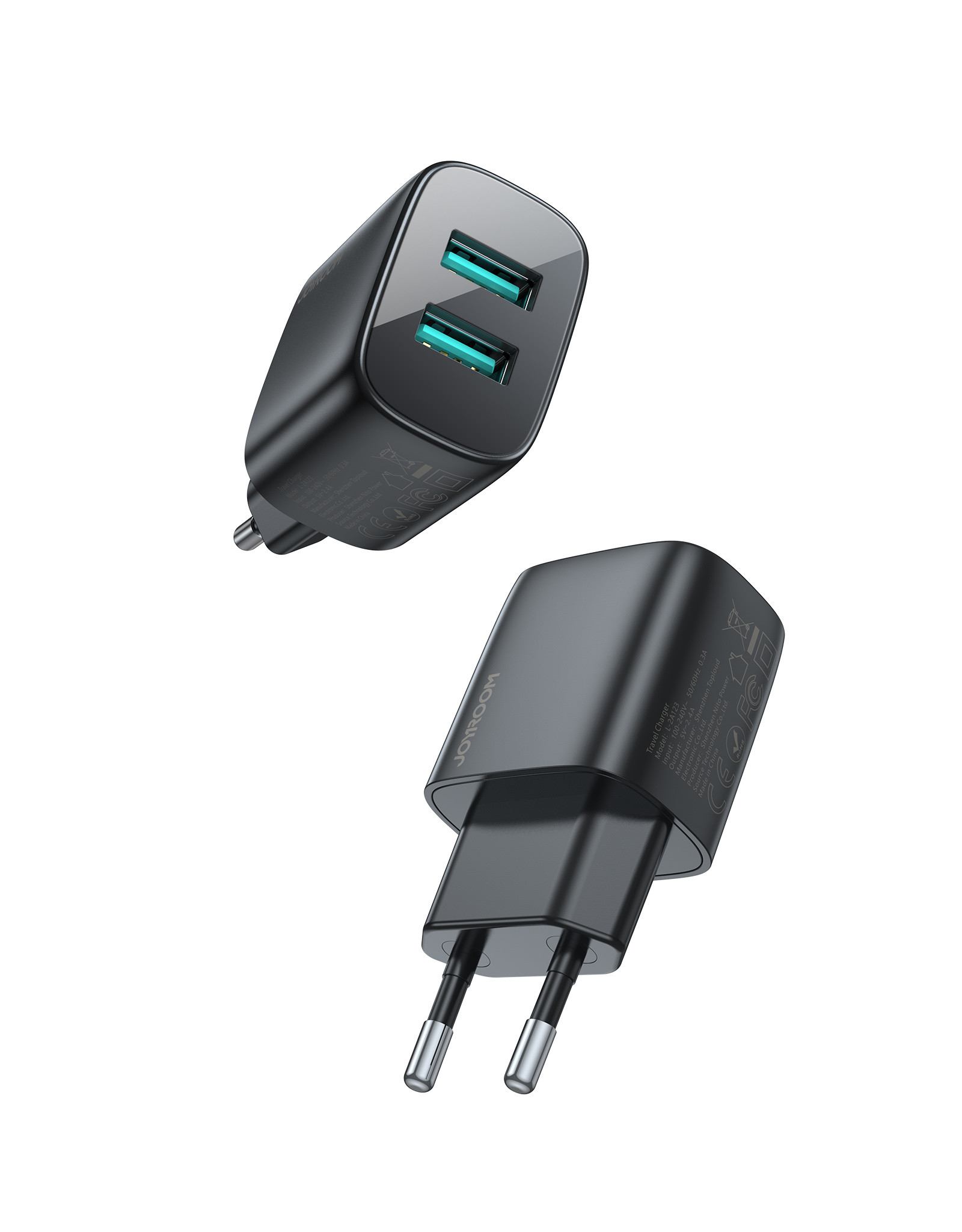 JOYROOM Thuislader 2 x usb poort fast charging 2.4A - zwart