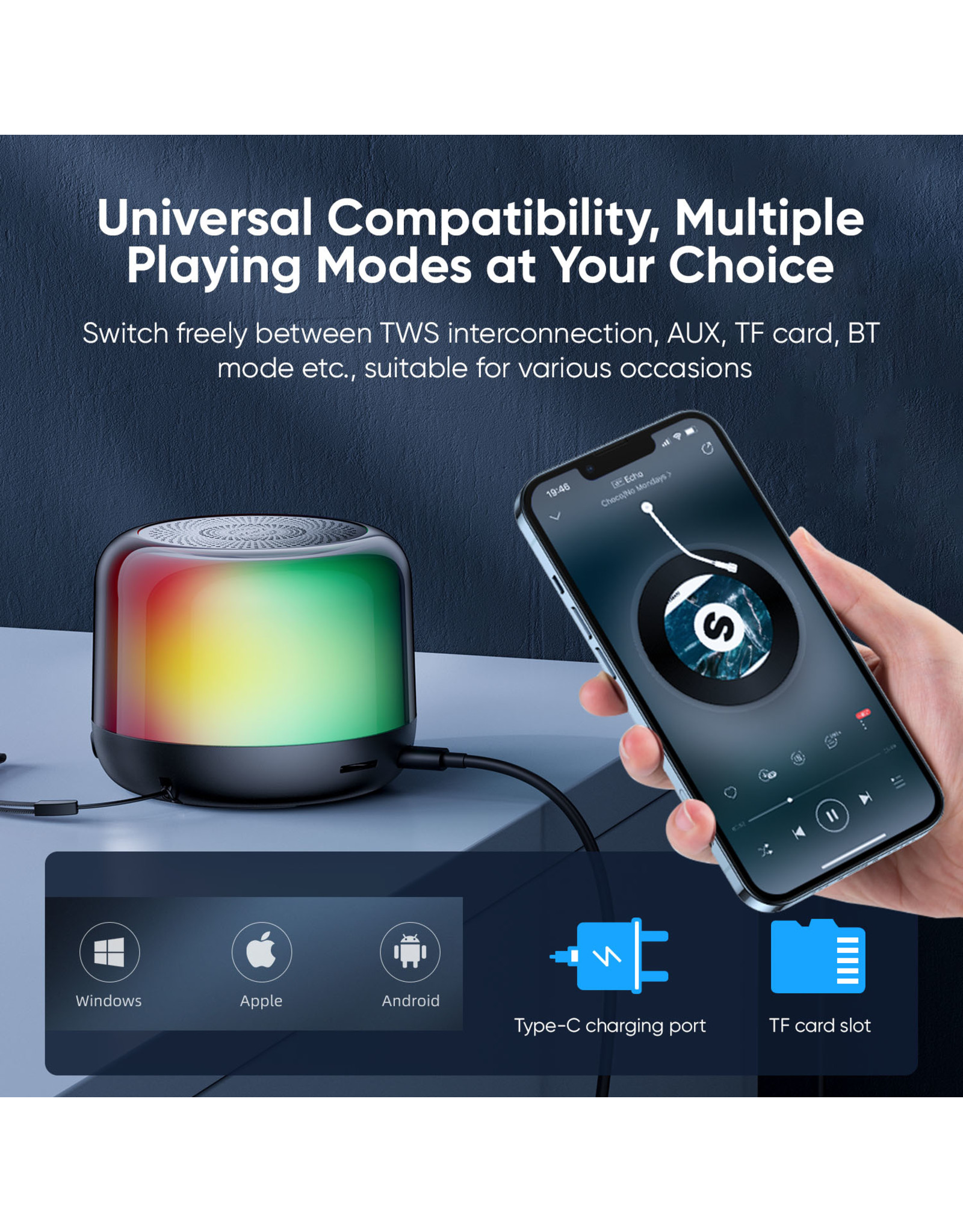 JOYROOM Draadloze BT RGB Party speaker 5 Watt