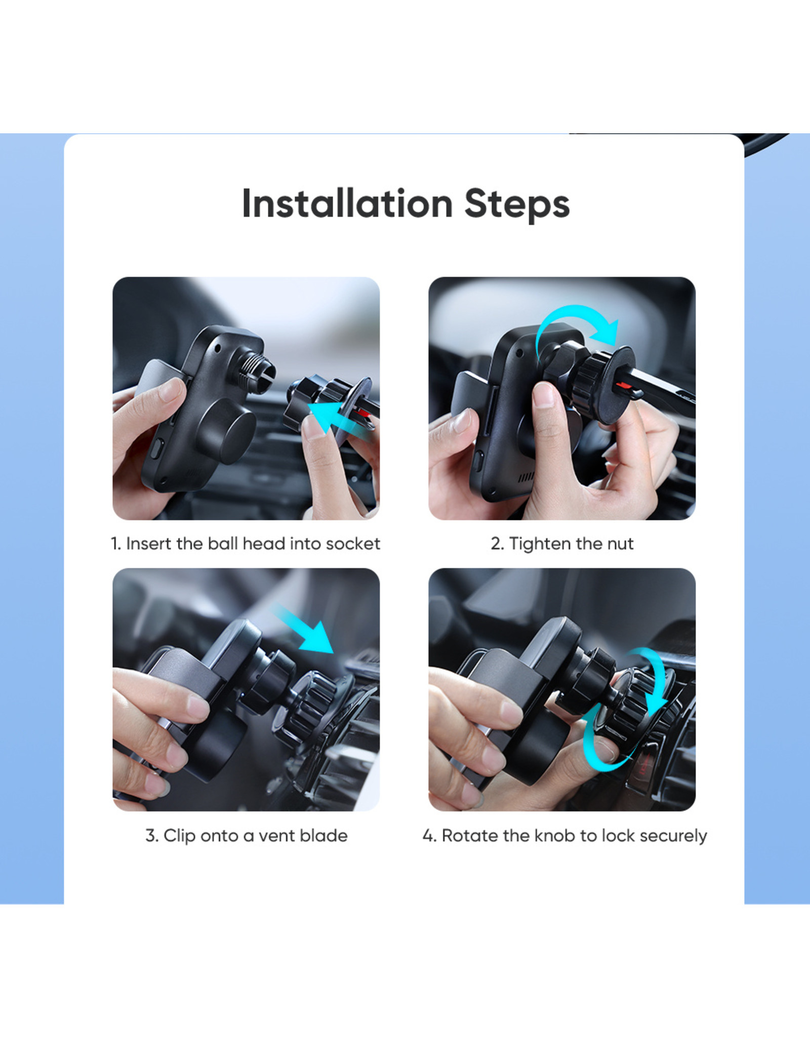 JOYROOM Magsafe draadloze oplader Airvent autohouder 15 W - Zwart