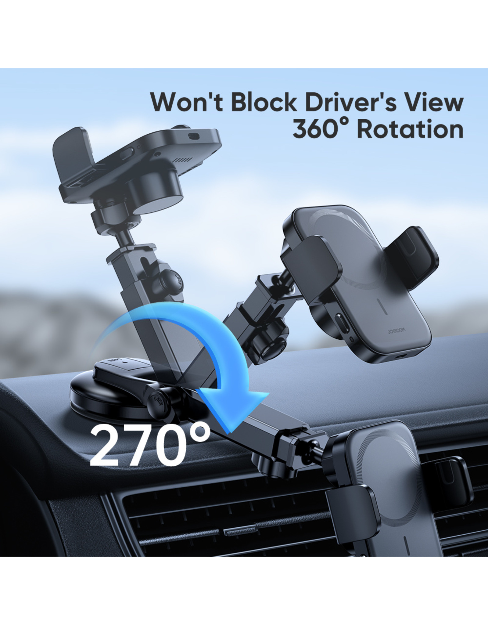 JOYROOM Magsafe draadloze oplader Dashboard autohouder 15 W - Zwart