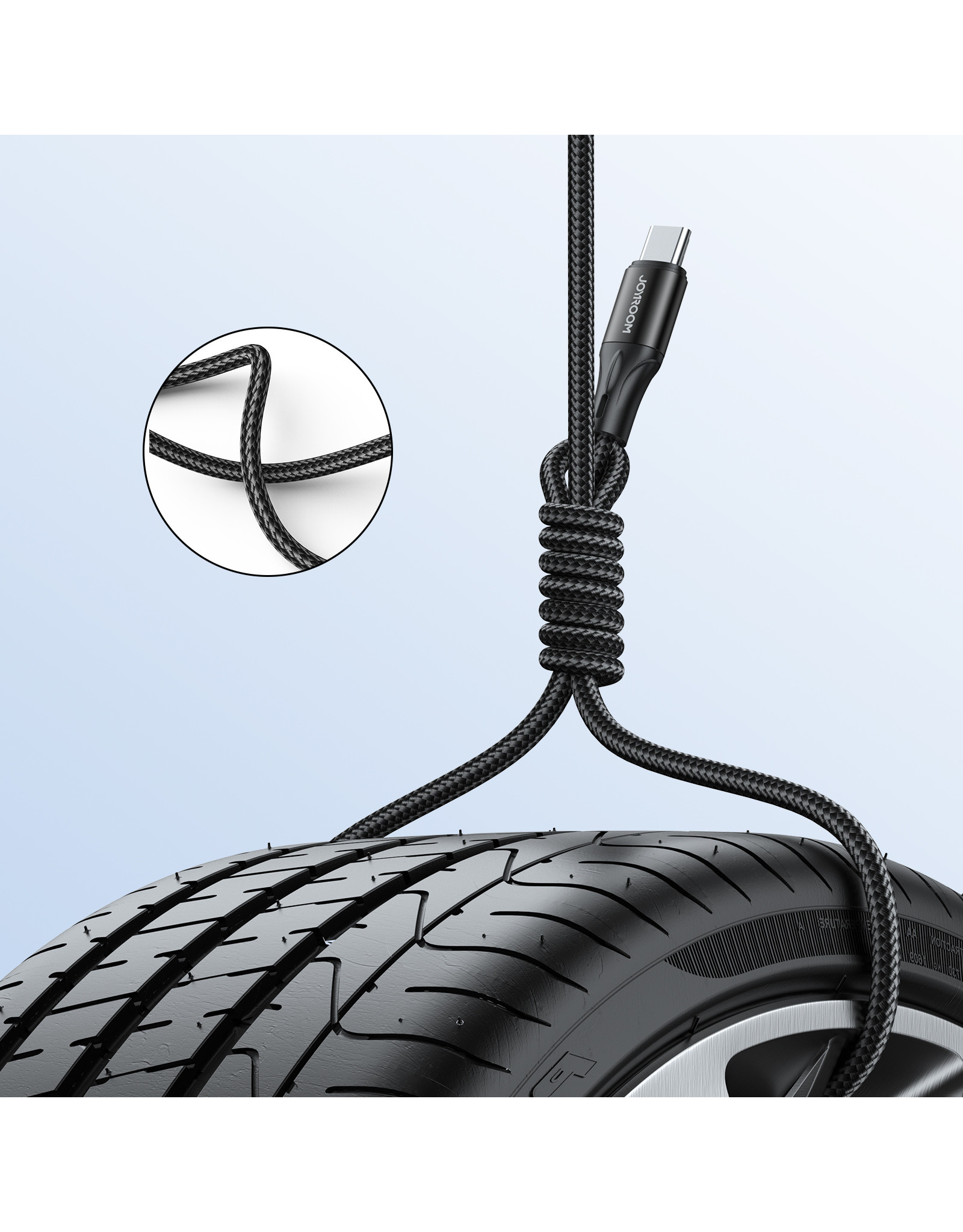 JOYROOM Type-C naar Type-C USB braided kabel 1M  - zwart