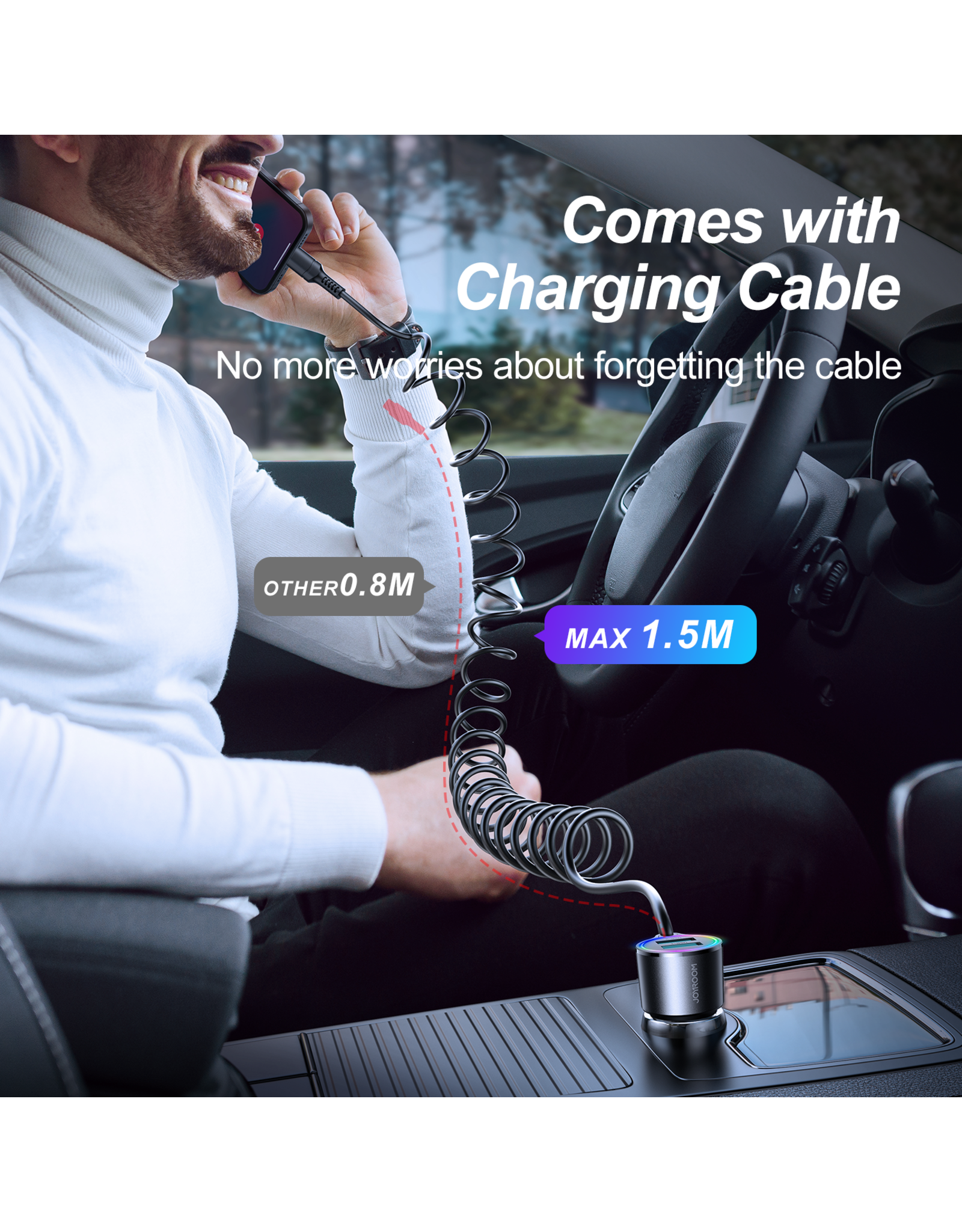 JOYROOM Autolader 3in1 met RGB verlichting