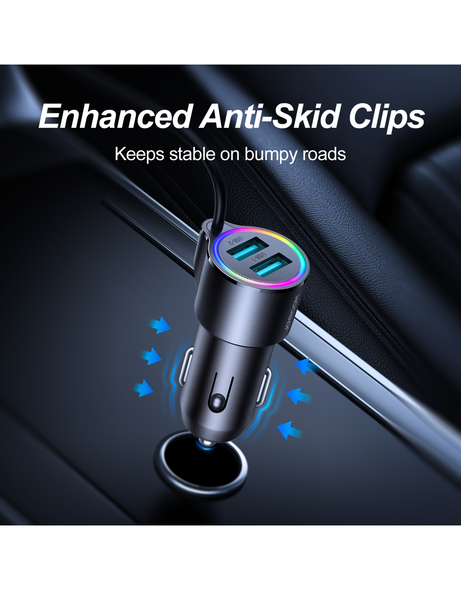 JOYROOM Autolader 3in1 met RGB verlichting