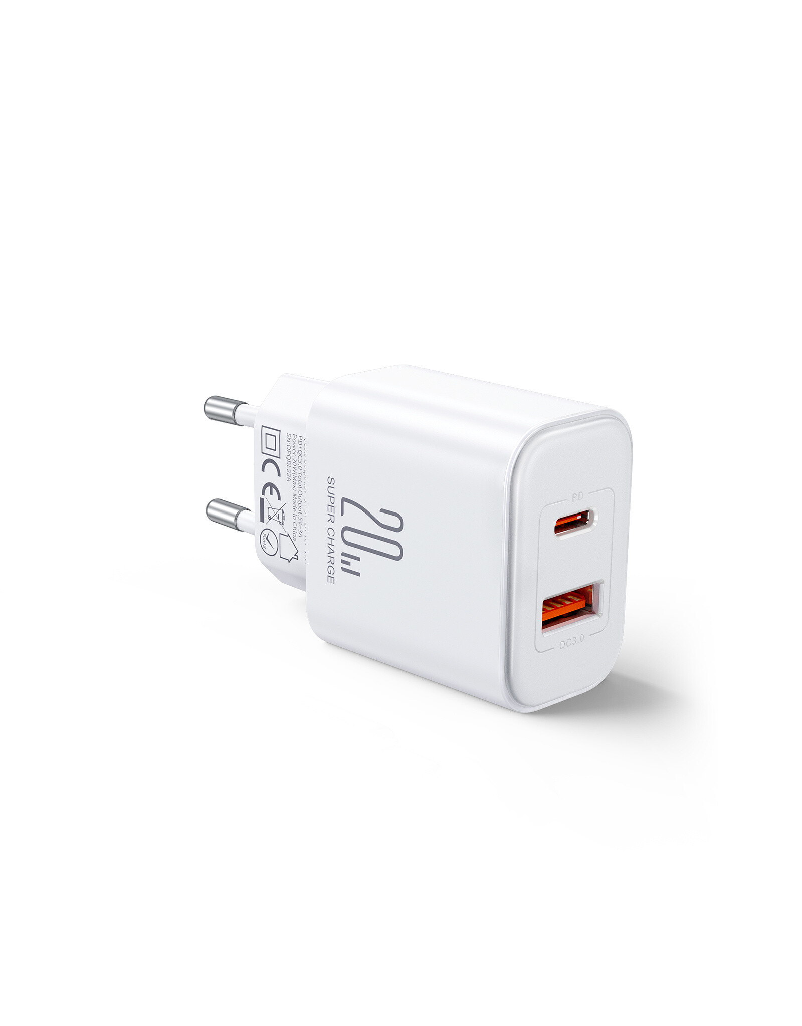 JOYROOM PD 20 Watt USB-C + QC 3.0 Adapter  - Wit
