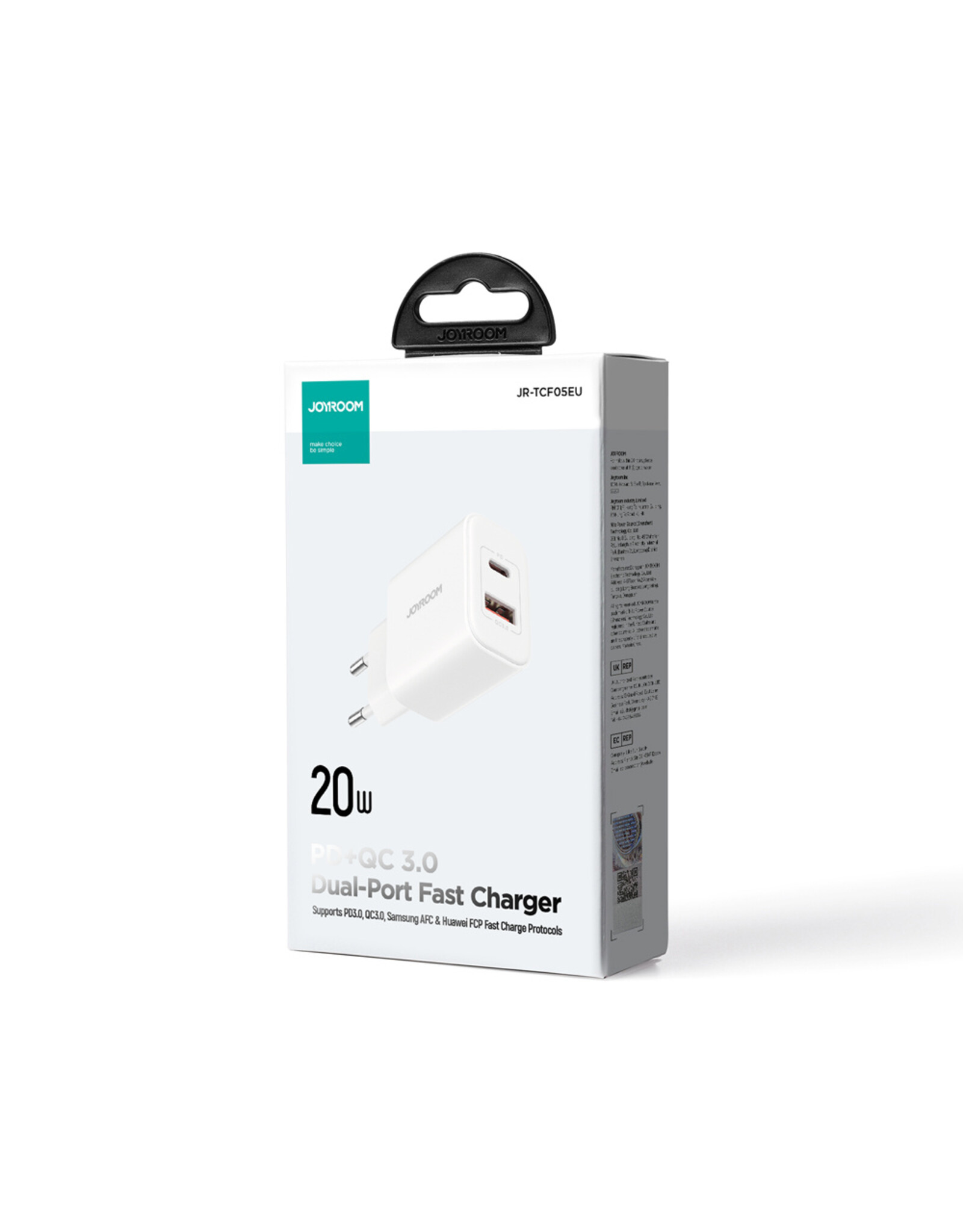 JOYROOM PD 20 Watt USB-C + QC 3.0 Adapter  - Wit