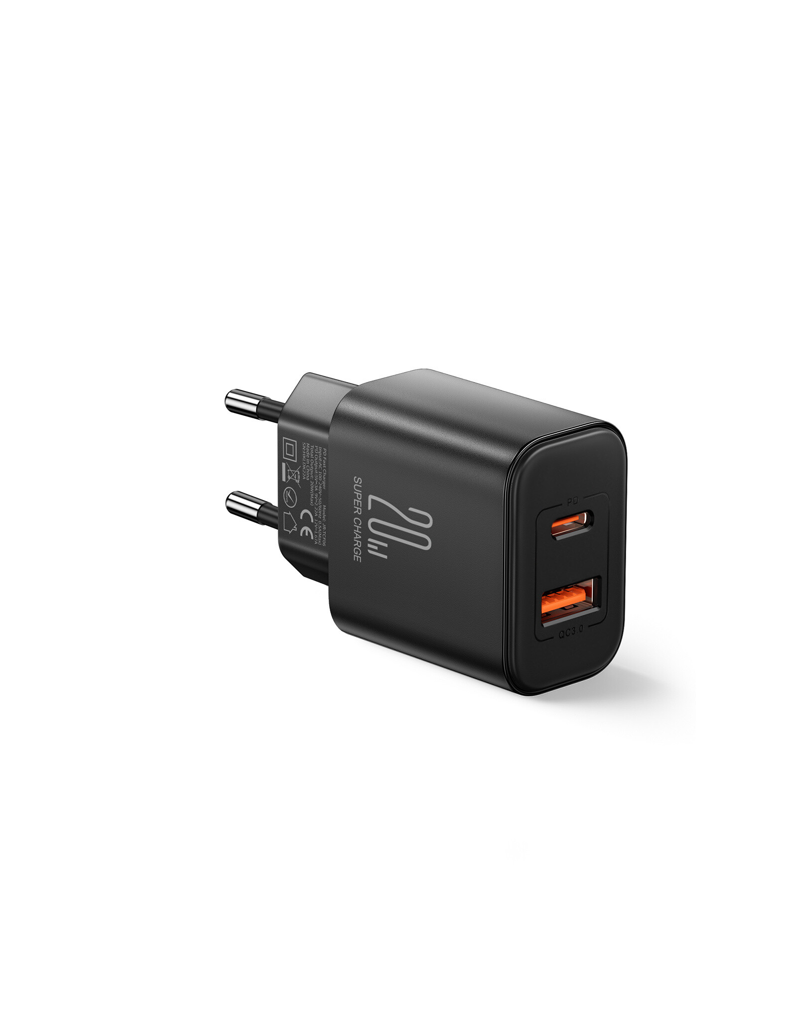 JOYROOM PD 20 Watt USB-C + QC 3.0 Adapter  - Zwart