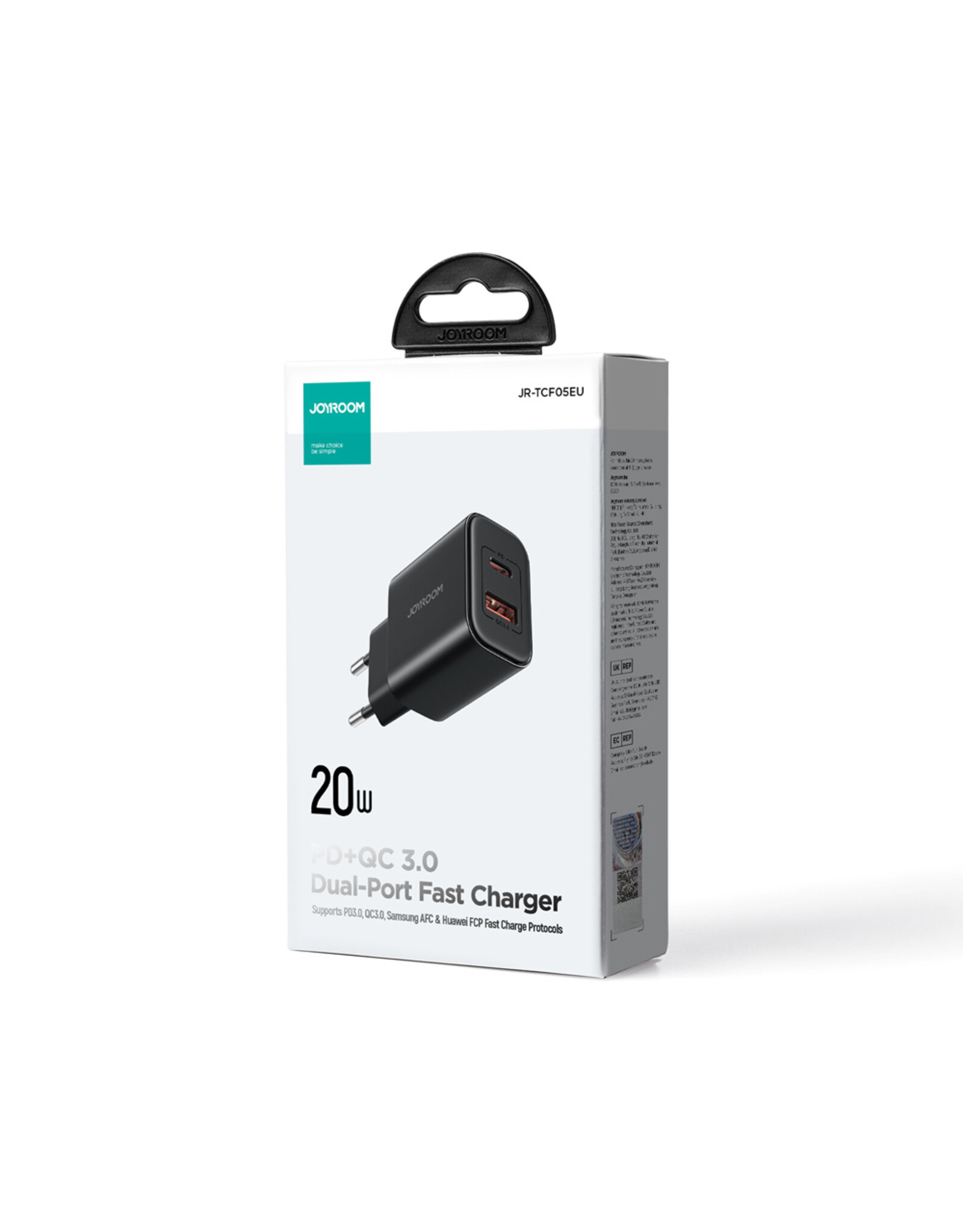 JOYROOM PD 20 Watt USB-C + QC 3.0 Adapter  - Zwart