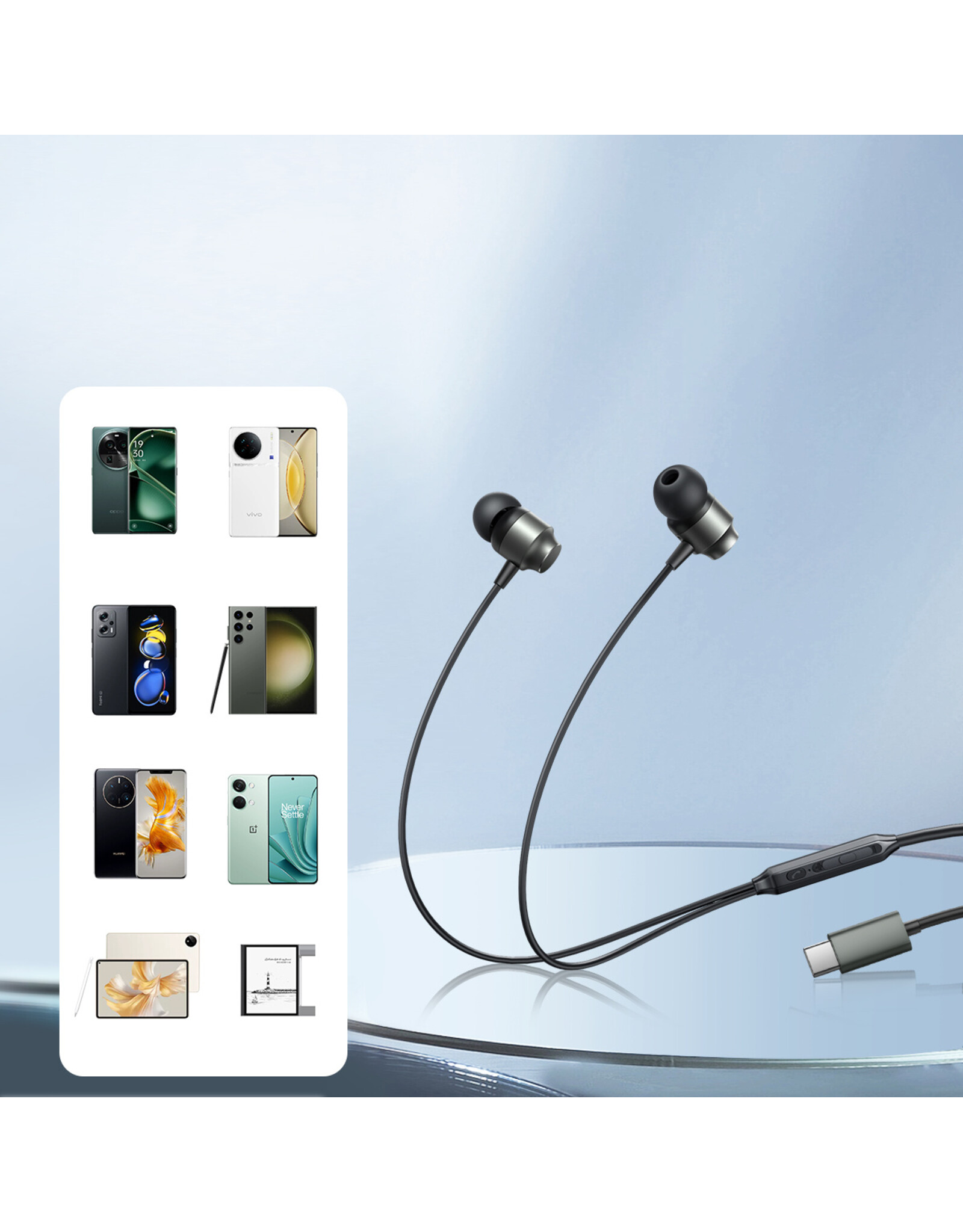 JOYROOM Digital Type-C bekabelde in-ear headset - zwart
