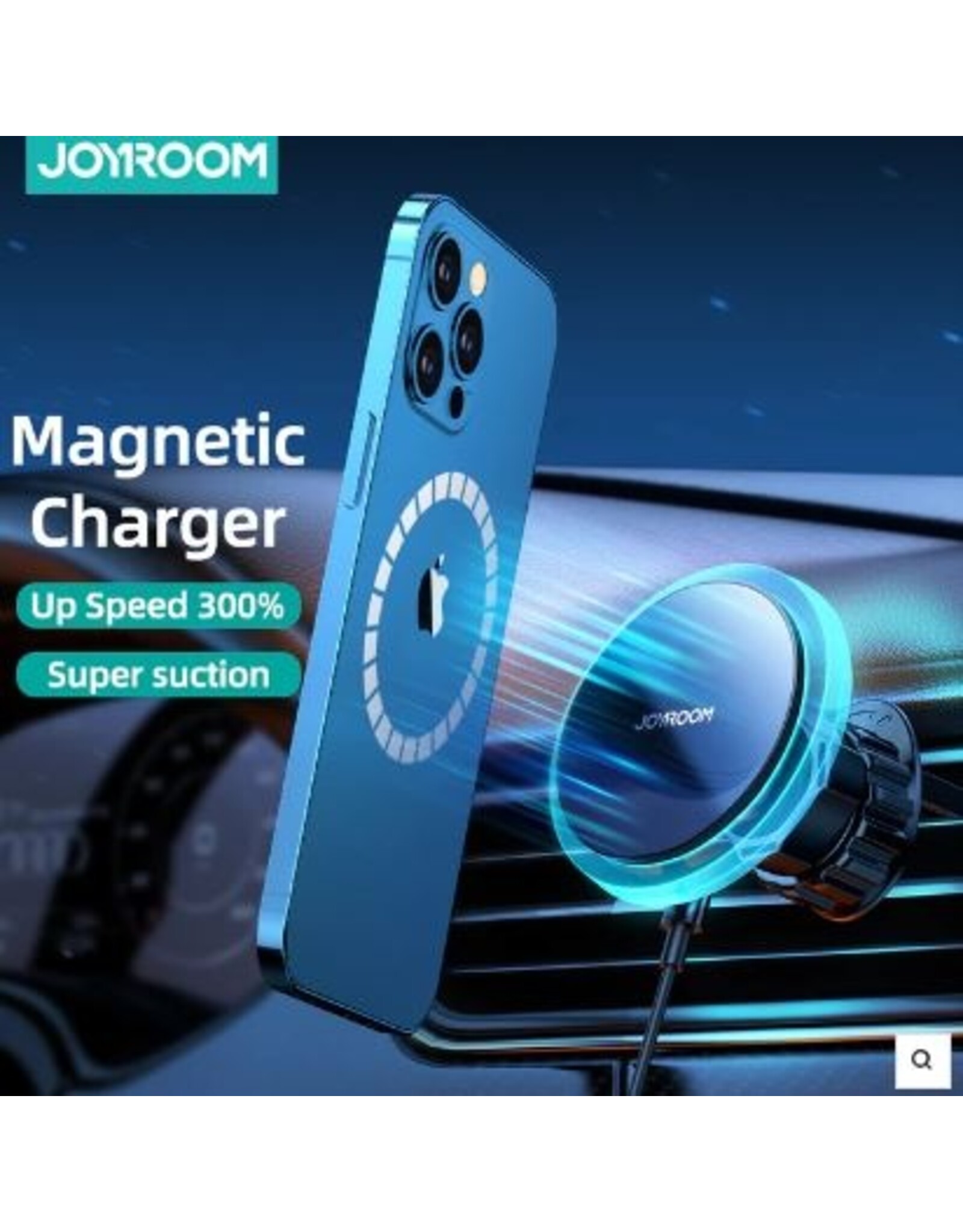 JOYROOM Magsafe 15 watt  draadloze oplader autohouder - zwart