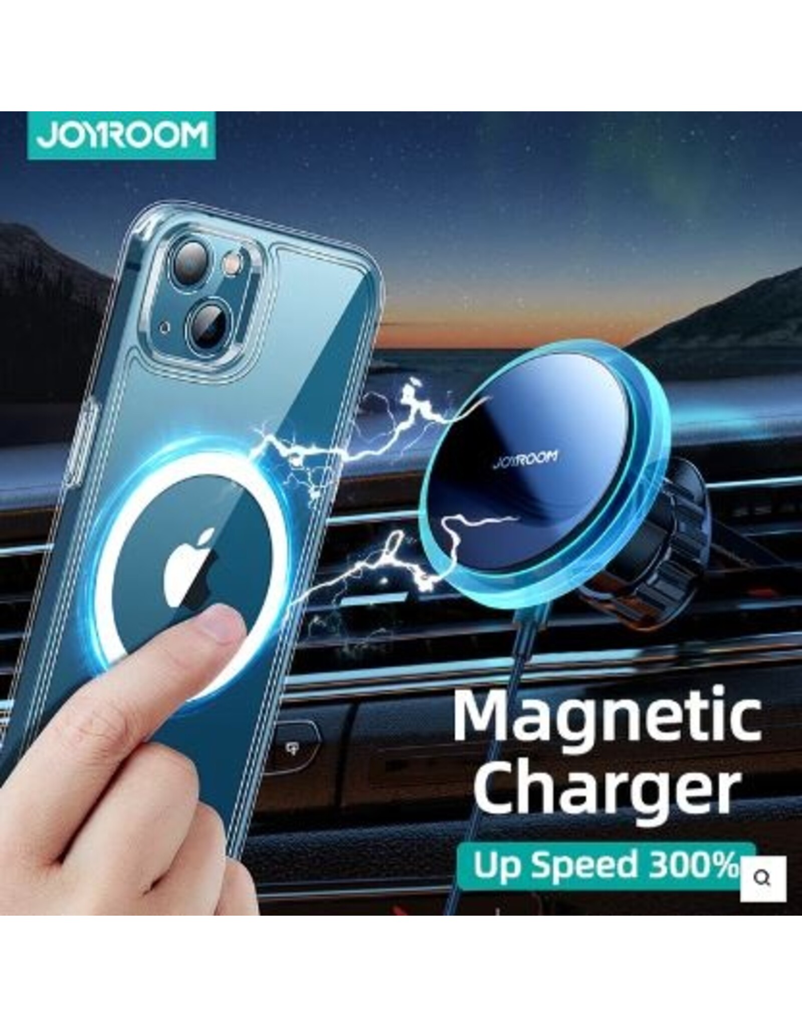 JOYROOM Magsafe 15 watt  draadloze oplader autohouder - zwart