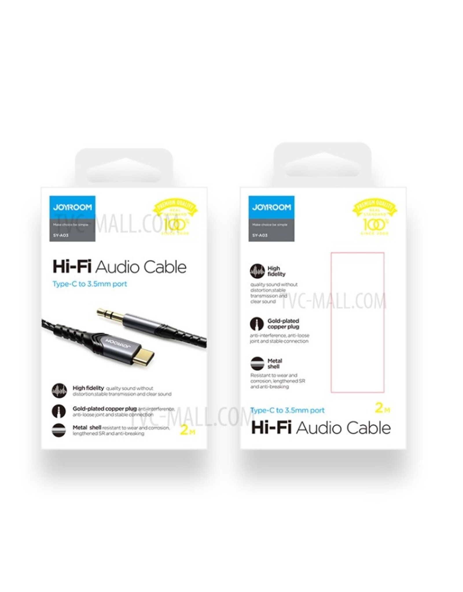 JOYROOM Type-C naar 3.5mm audio kabel braided 1M