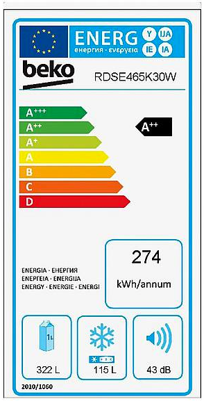 Beko RDSE465K30W Koelvriescombinatie