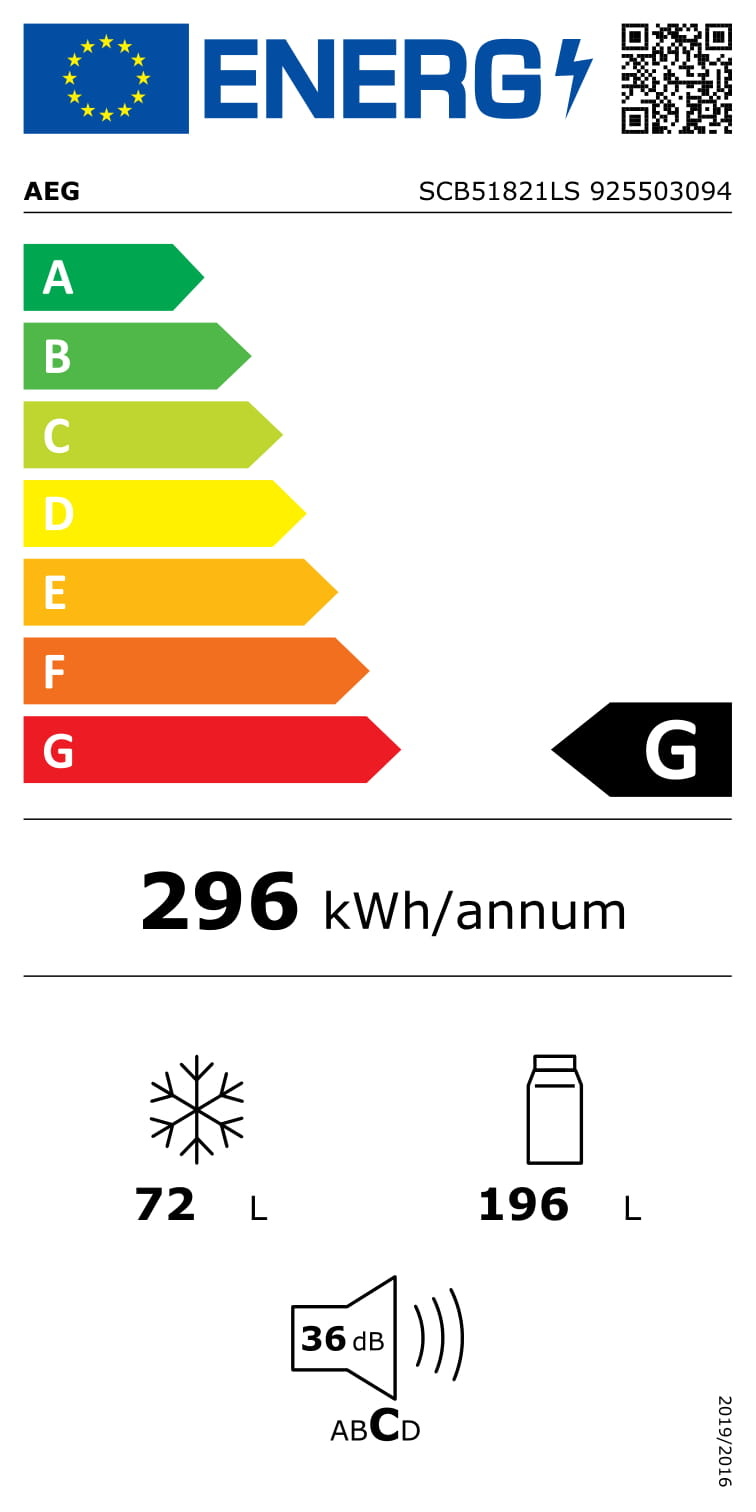 AEG SCB51821LS Inbouw koelvriescombinatie nis 178 cm