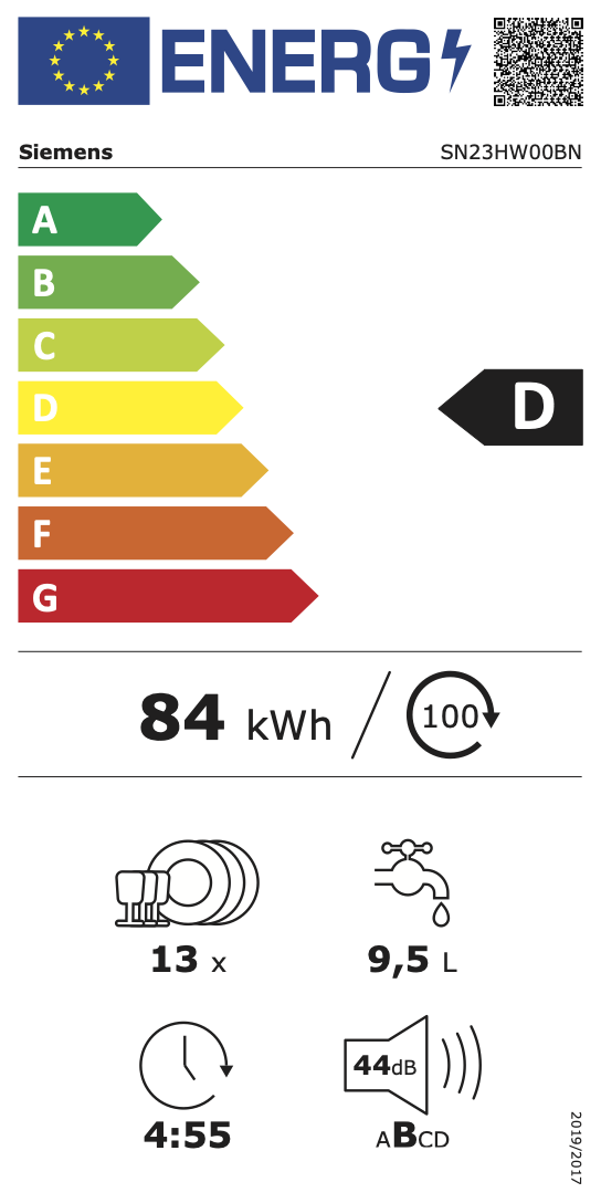 Siemens SN23HW00BN extraKlasse - Vrijstaande vaatwasser