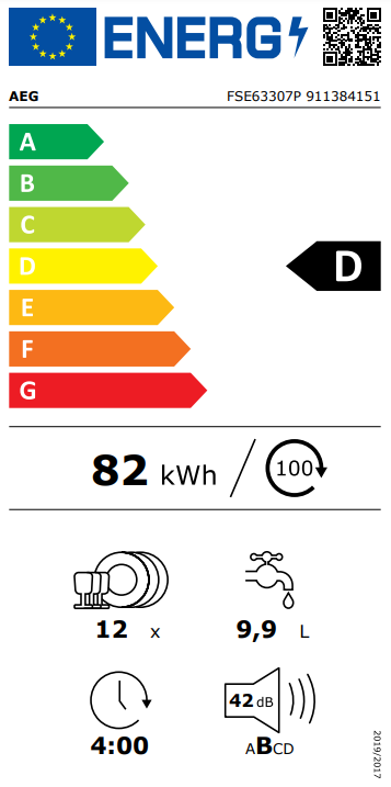 AEG FSE63307P Volledig geïntegreerde vaatwasser