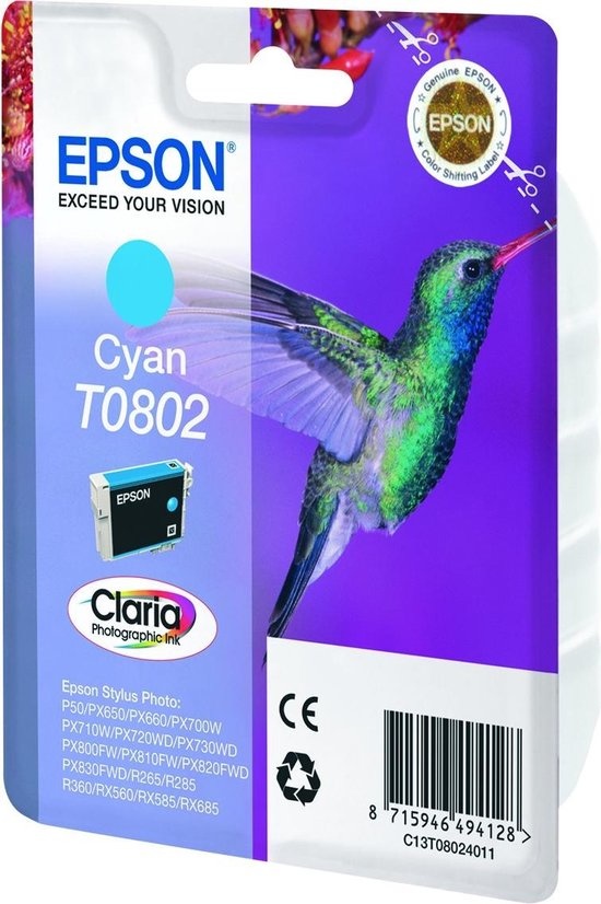 EpsonT0802 Cyaan - Printer