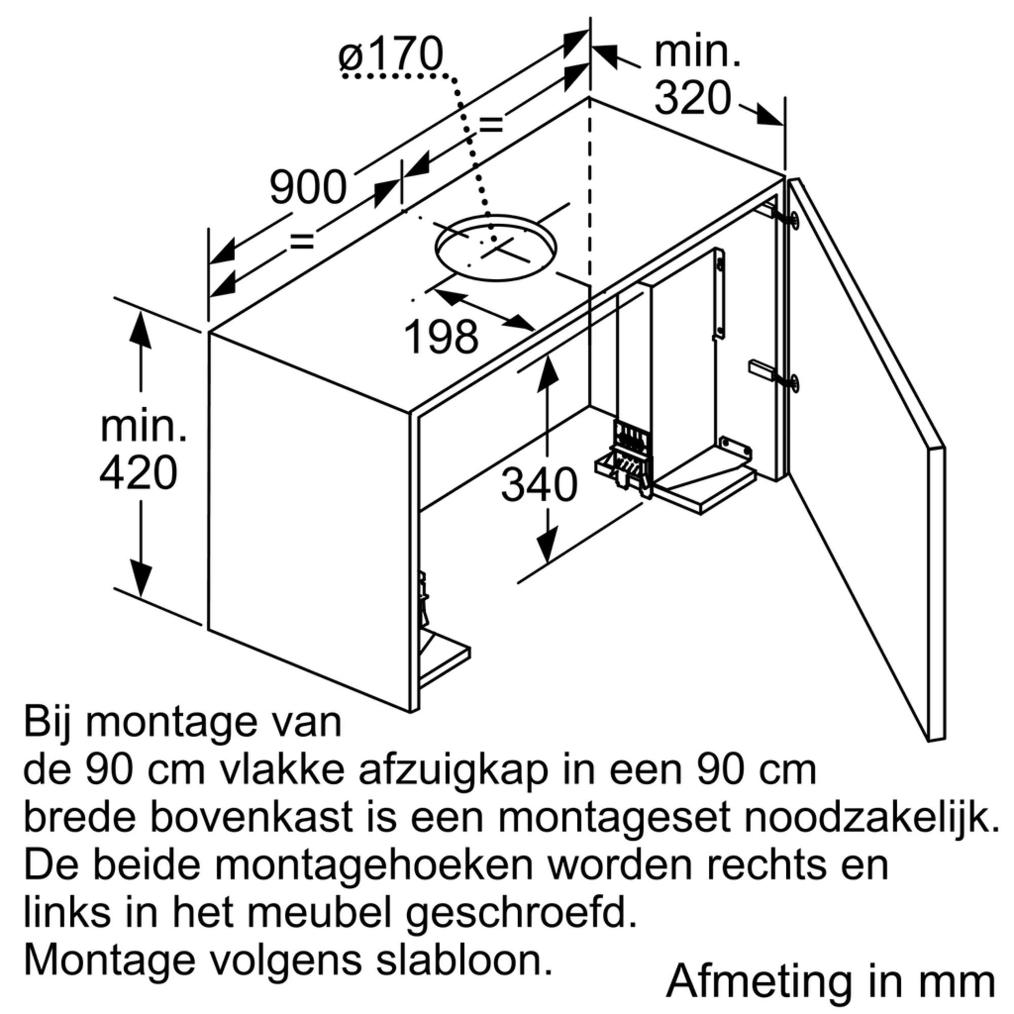 Bosch DSZ4920 Afzuigkap Montageset voor 90 cm bovenkast