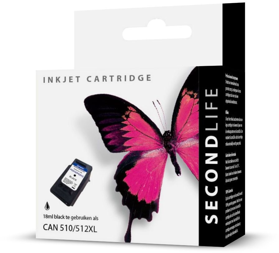 SecondLife Canon PG 510/512 Zwart - Inktcartridge