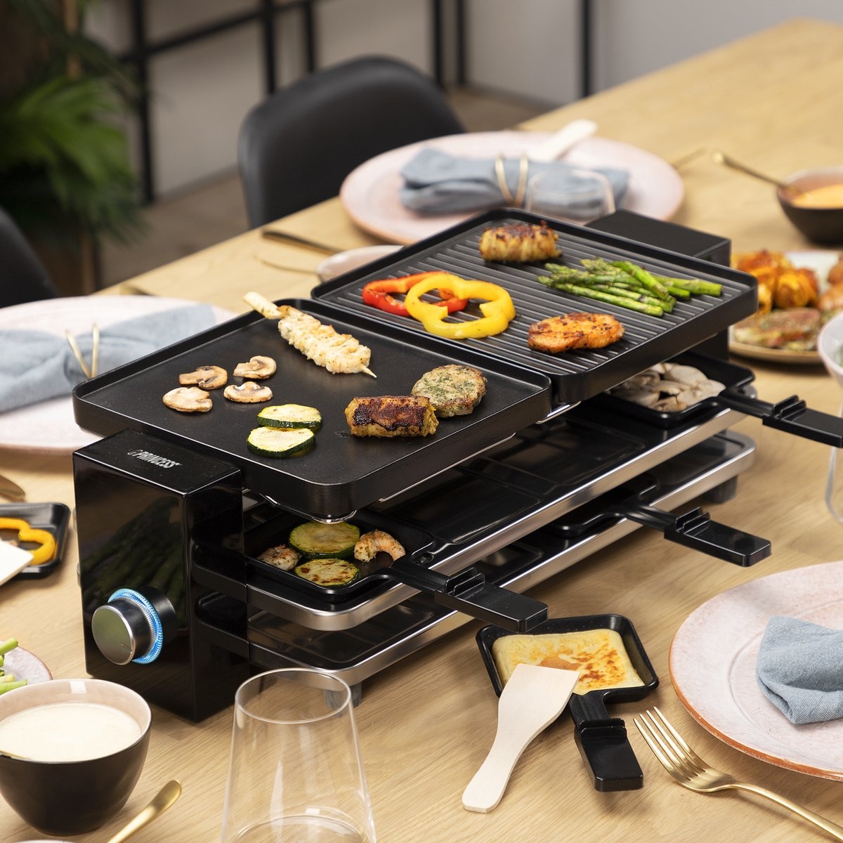 Princess 162925 Raclette Piano Black 8 - Gourmetset
