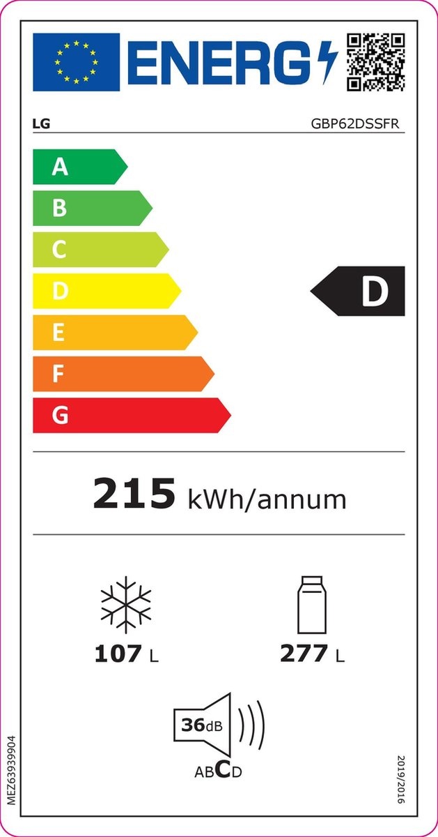 LG GBP62DSSGR - Koel-vriescombinatie