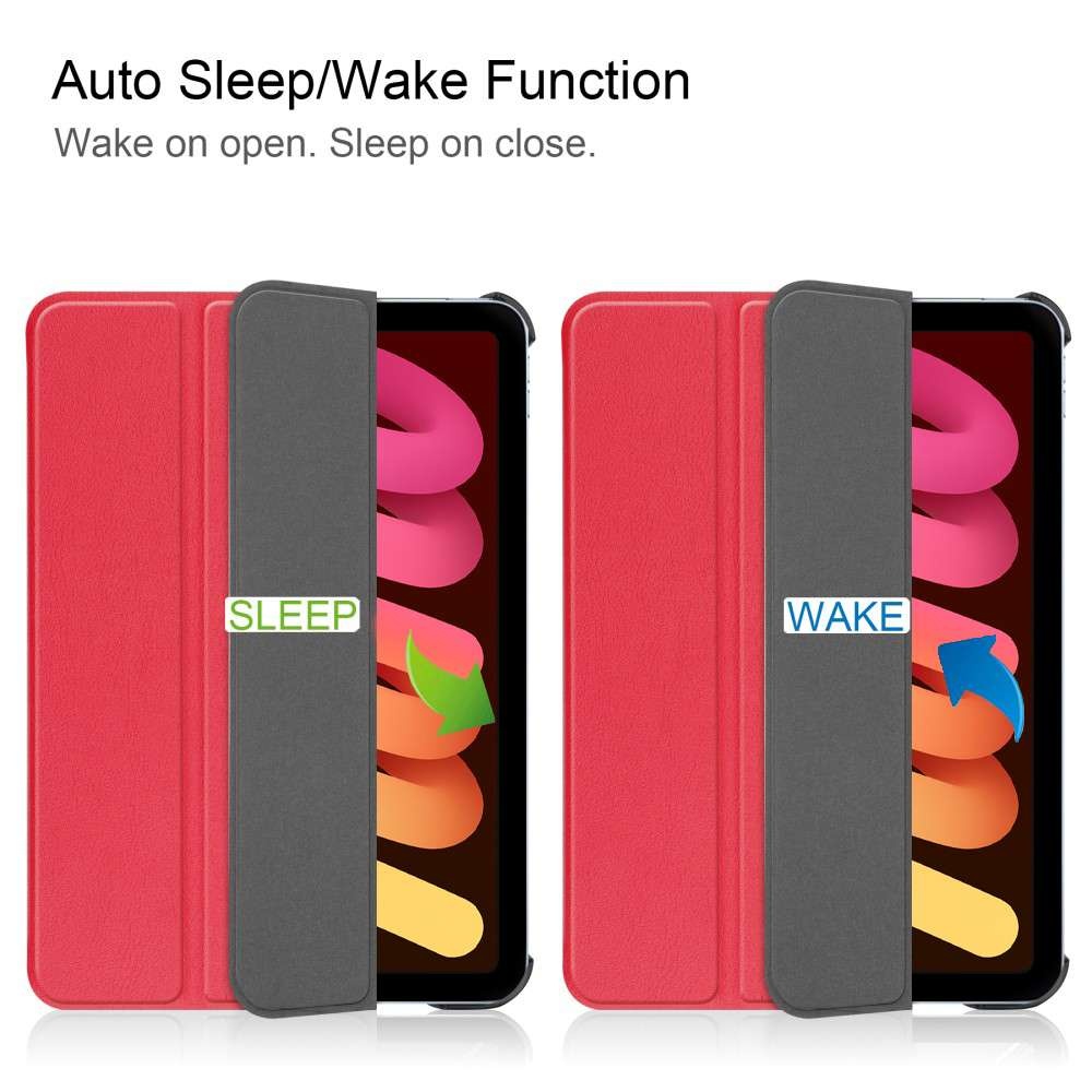 Just in Case iPad Mini 2022 (6th Gen) - Smart Tri-Fold Case - Rood - Beschermhoes