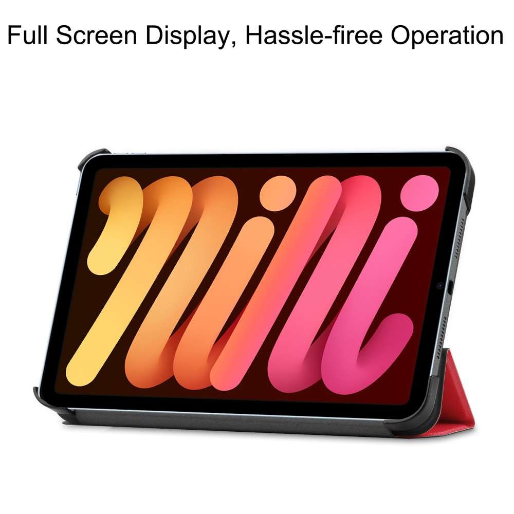 Just in Case iPad Mini 2022 (6th Gen) - Smart Tri-Fold Case - Rood - Beschermhoes