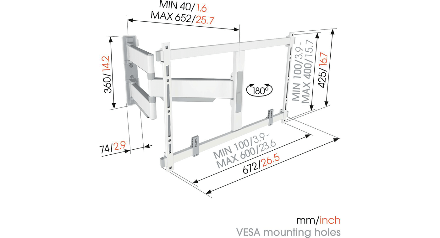 Vogel's TVM 5645 40 -77 inch Wit Draaibare tv-beugel - TV muurbeugel